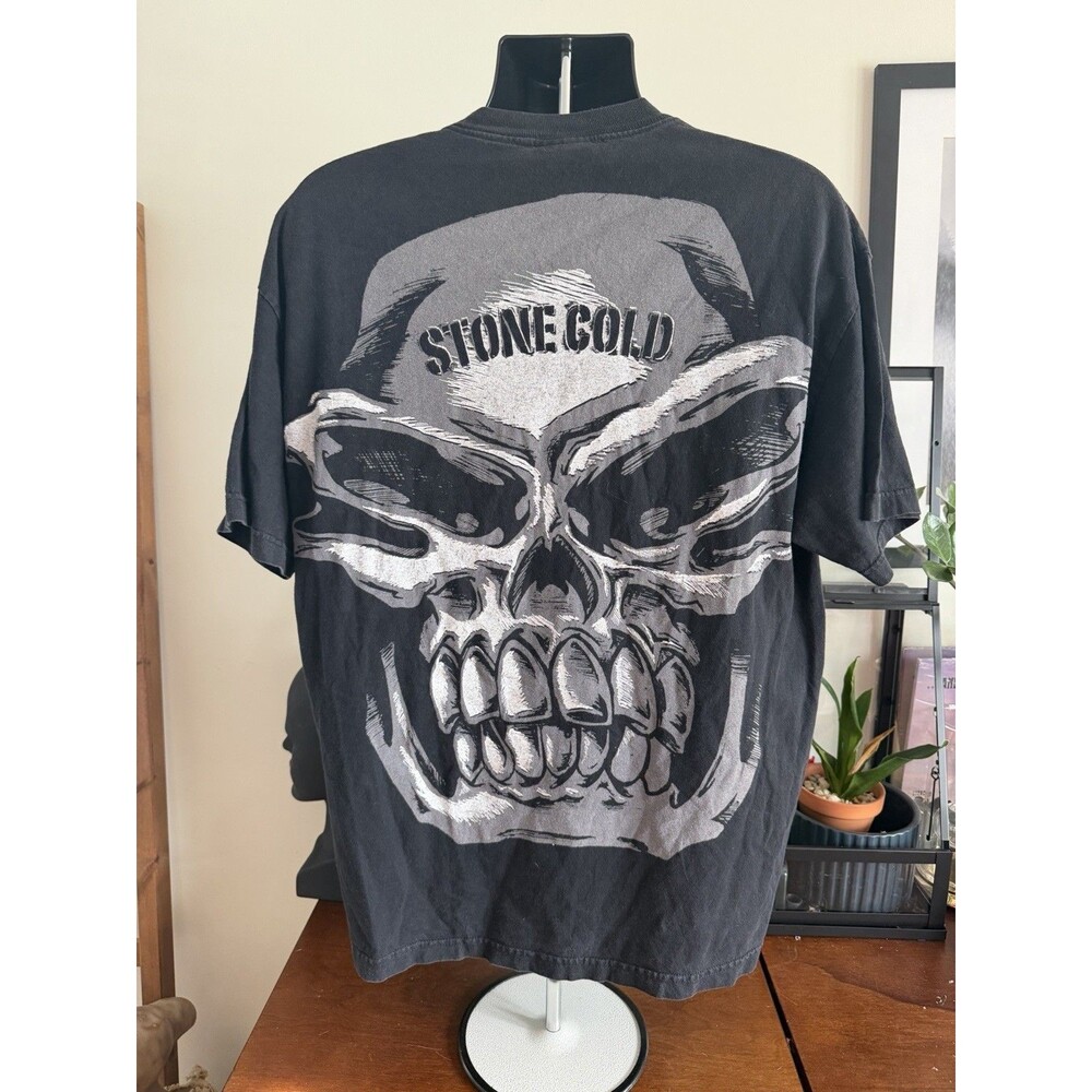 VTG Y2K Stone Cold AOP T-SHIRT XL Back Wrestling Steve Austin Skull  WWF WWE